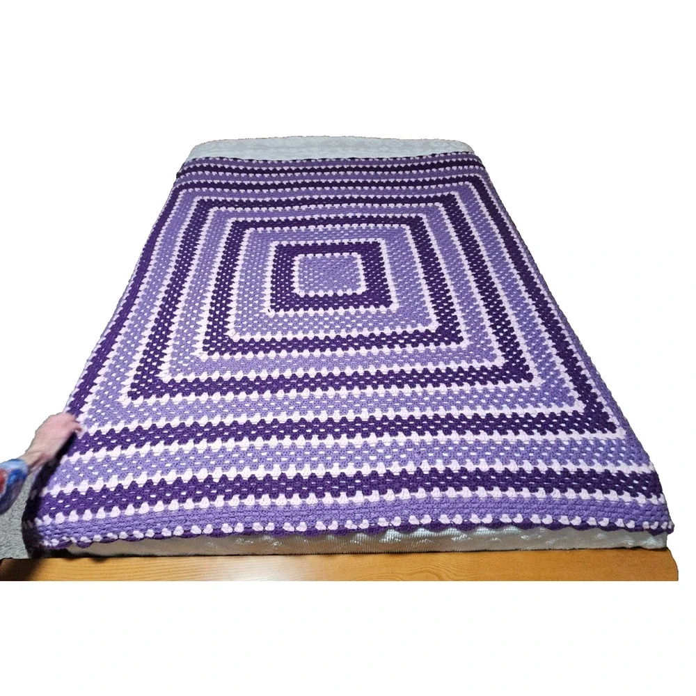 VTG Handmade Crochet Granny Stitched Afghan 76
